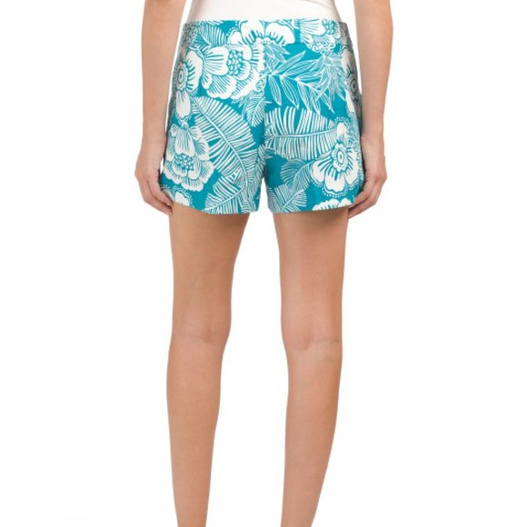 NEW TRINA TURK Made In Usa Corbin 2 Shorts for women cotton blend Turquoise 663m - Picture 4 of 4